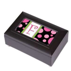  Monogram Pink Fizz Letter F Petite Black Music Box Plays 