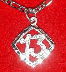 LUCKY Number 13 Pendant Charm Thirteen Sterling Silver  