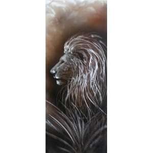  Silver Maned Lion Metal Wall Art Hanging