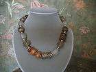SALE African Brass and Simulated Amber Beads Necklace  
