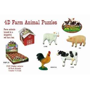  4D Farm Animal Puzzles   4 Puzzle Set: Toys & Games