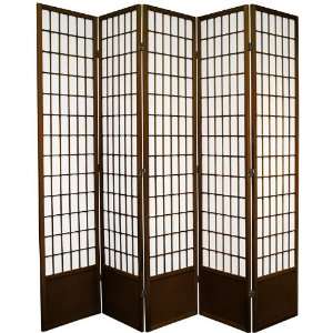  6½ ft. Tall Window Pane Shoji Screen  Walnut   5_panel 