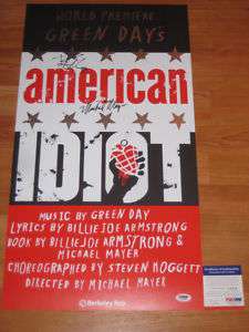 GREEN DAY SIGNED AMERICAN IDIOT MUSICAL POSTER PSA/DNA  