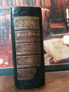 ANTIQUE HOLY CATHOLIC FAMILY BIBLE UNMARKED LEATHER COLOR PLATES DOUAY 