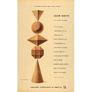 1956 Ad Container Corporation of America Adam Smith   Original Print 