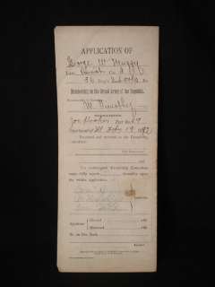   MEMBERSHIP APPLICATION ~ 36TH INDIANA INFANTRY~ DEPT ILLINOIS, CANTON