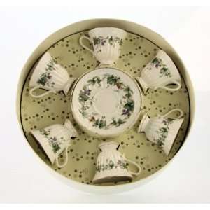 Berry Yard Porcelain Tea Cup & Saucer Sets in Gift Box (6):  