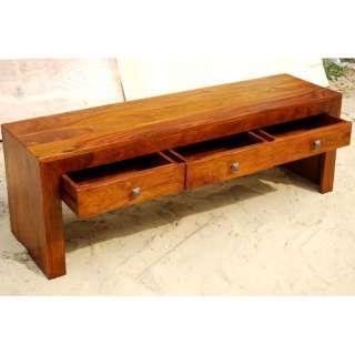 Wood Low Profile Block Style Cocktail Sofa Coffee Table  