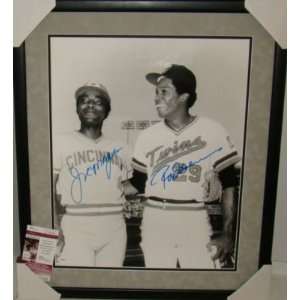 Signed Rod Carew Picture   Joe Morgan SUEDE Framed 16X20 