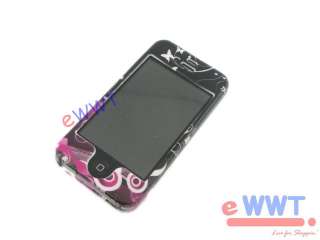 Cover Printed Black x Purple Plastic Hard Case+Film for iPhone 4 S 4G 