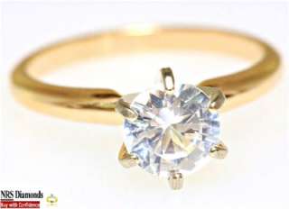 00ct VS1 White Sapphire Solitaire 14K Solid Gold Ring  