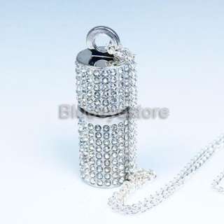 3D 4GB Crystals Lipstick Case Necklace Jewelry USB 2.0 Flash Memory 