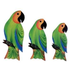  Wood wall adornments,  Parrots (set of 3): Home 