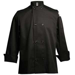   J061BK Black Double Breasted Chef Coat   Poly Cotton