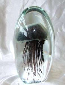 NEW Hand Blown Glass Black Glow in the Dark Jellyfish  