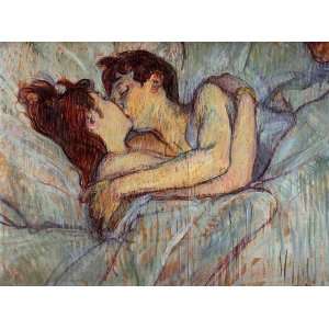 Oil Painting: In Bed The Kiss: Henri De Toulouse Lautrec Hand Painted 