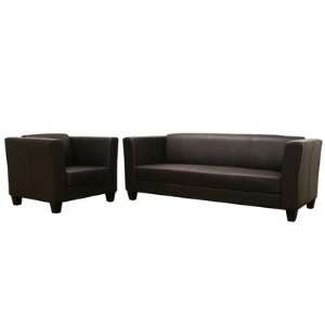  Mars Leather Sofa and Chair Set in Brown