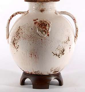 28 High Vietri Large White Handled Rustic Italian Pottery Table Lamp 