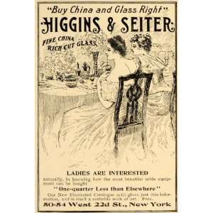   Ad Cut Glass Fine China Victorian Higgins & Seiter   Original Print Ad