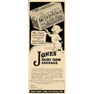  1935 Ad Jones Dairy Farm Sausage Wisconsin Pork Meat 