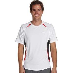  Nike Mens Running Shirt in White and Red  XL: Sports 