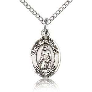    Sterling Silver 1/2in St Peregrine Charm & 18in Chain Jewelry