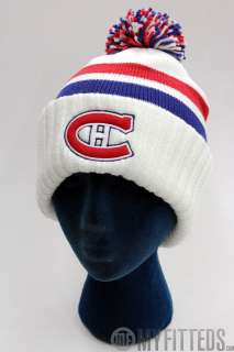   Canadiens White Red Royal Blue Hockey Pom Knit Skully Winter Hat NEW