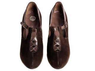 Vintage Brown Suede/Leather Mary Jane Buckle Shoes 1930s NIB 7 Early 