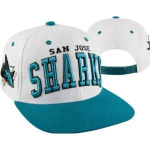  San Jose Sharks Super Star White/Teal Snapback Hat: Sports 