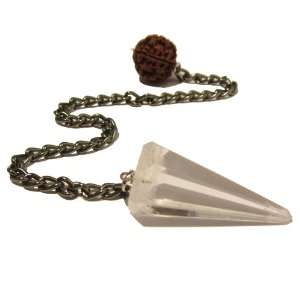  Quartz Pendulum 09 Faceted Clear Stone Rudraksha Holy Seed 