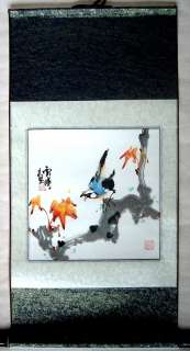 Japanese Art Painting Scroll*Bamboo,Birds*@772  