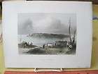 Vintage Print,NAVAL ISLAND,W.H.Bar​tlett,c1840,Ca​nadian scenery