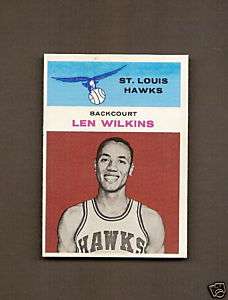 1961 62 Fleer #44 Len Wilkins St. Louis Hawks RC NRMT+  