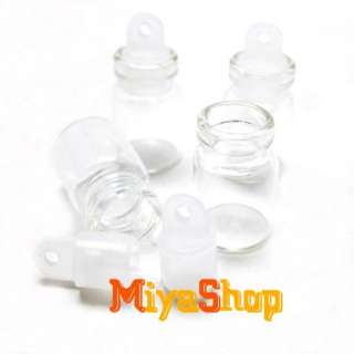 10 500p Clear Pendants Glass Bottle Vial Plastic Stopper 0.3ml Free 