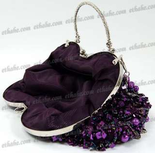Chinese Handmade Handbag Cosmetic Bag Tote Purple 6683  