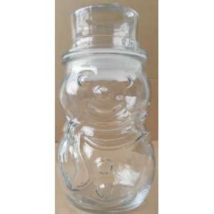 Glass Snowman Storage Container Jar with Airtight Lid   7 3/4 inches x 