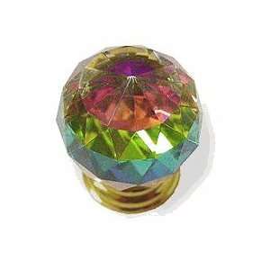  Glass Cabinet Knob, Rainbow Cut Crystal Prism