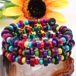 Multi Color Coconut Shell Bead Bracelet Bangle 7L NEW  