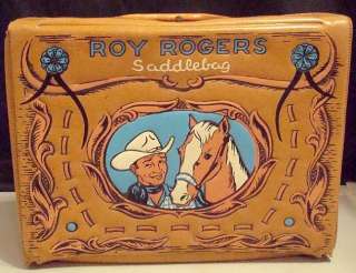 RARE Vintage ROY ROGERS Saddlebag Vinyl Lunchbox! NICE! NR! L@@KIE 