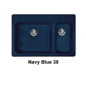 CorStone 63138 Navy Blue Cranston Cranston Self Rim 60/40 Double Bowl 