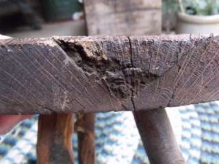 Rustic Primitive Original Antique Milking Stool With Tree Branch Log 
