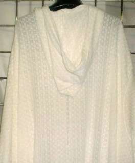 Light Weight Sweater Knit DUSTER W/ Hood  WHITE  