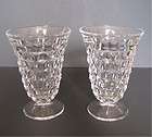 Two Vintage Cubist Clear Footed Drinking Glasses, 10 oz 5 3/4 in Tall 