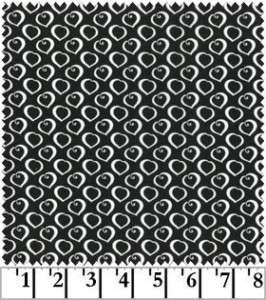 Yards Quilt Cotton Fabric  White Hearts on Black  