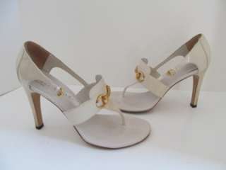 Gucci White Leather/Patent Leather Sandals/Heels/Shoes Sz 9  