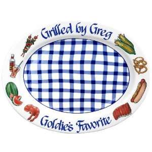  Barbeque Platter with Blue Gingham: Kitchen & Dining
