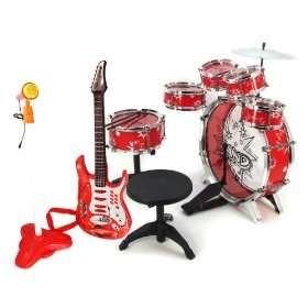  RED Kids Drum set 11 Pcs. with Rock n Roll Kareokee 