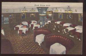 POSTCARD Wheeling, WV Steak House Interior 1940s  
