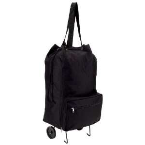   Bag With Wheels By Maxam® Black Folding Shopping Bag with Retractable