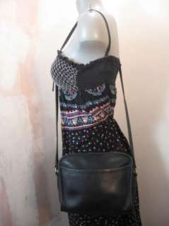 Vintage COACH Black Leather Sling Bag Purse Tote Auth 9087  
